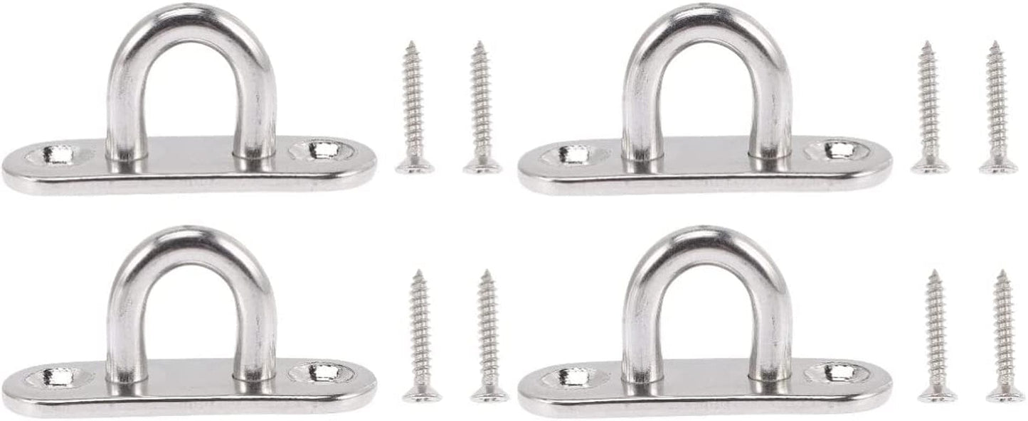 ULTECHNOVO 4Sets Mount Swing Strap Hanging Chair Steel Ceiling Duty Plate with Stainless Screws Eye Metal Wall Gym Hooks Indoor Hardware Hammock Bracket Screw Trainer Heavy Outdoor For