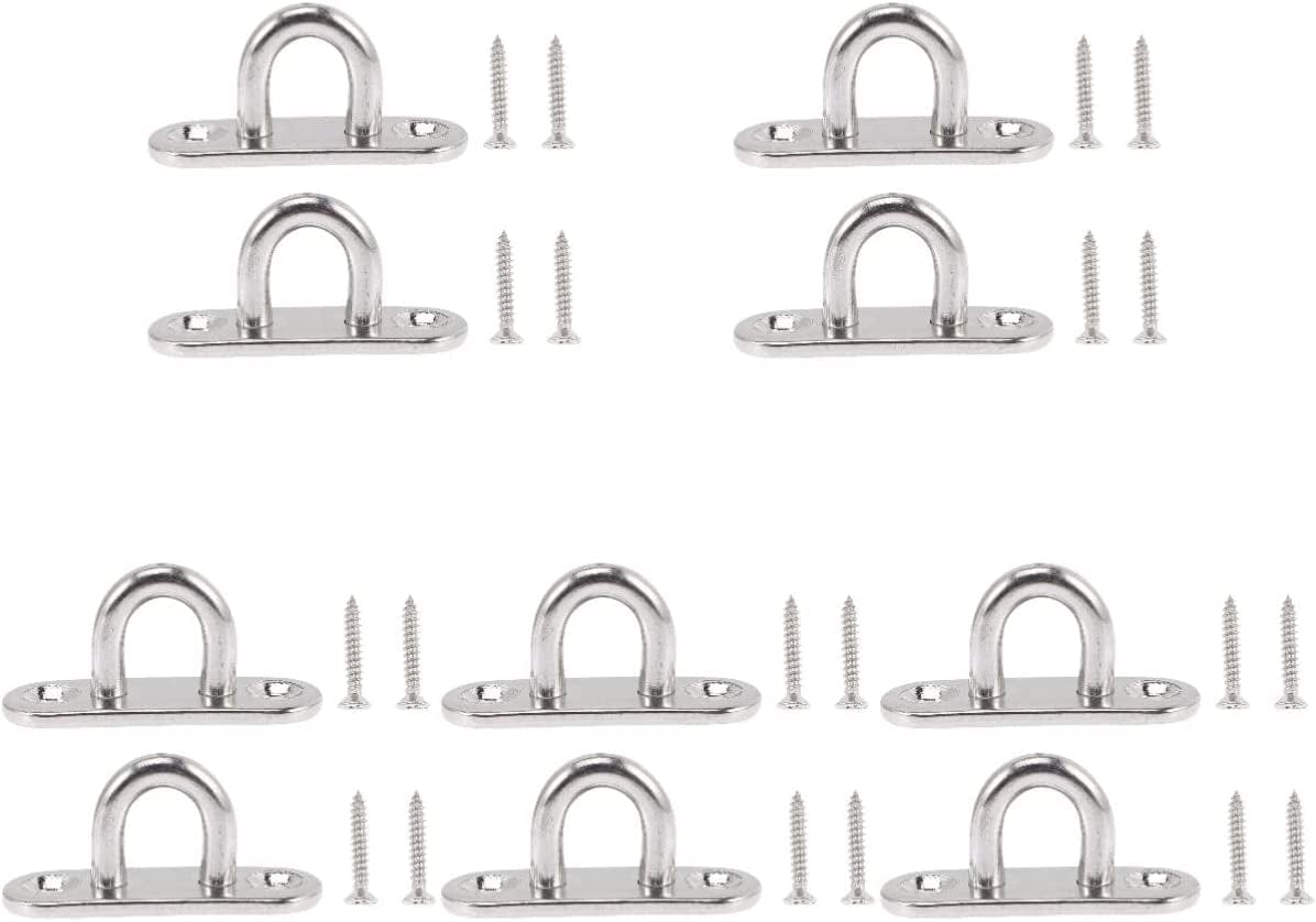 ULTECHNOVO 4Sets Mount Swing Strap Hanging Chair Steel Ceiling Duty Plate with Stainless Screws Eye Metal Wall Gym Hooks Indoor Hardware Hammock Bracket Screw Trainer Heavy Outdoor For