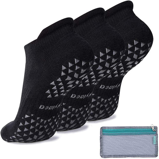 Unisex Non Slip Grip Socks for Yoga, Hospital, Pilates, Barre | Ankle, Cushioned
