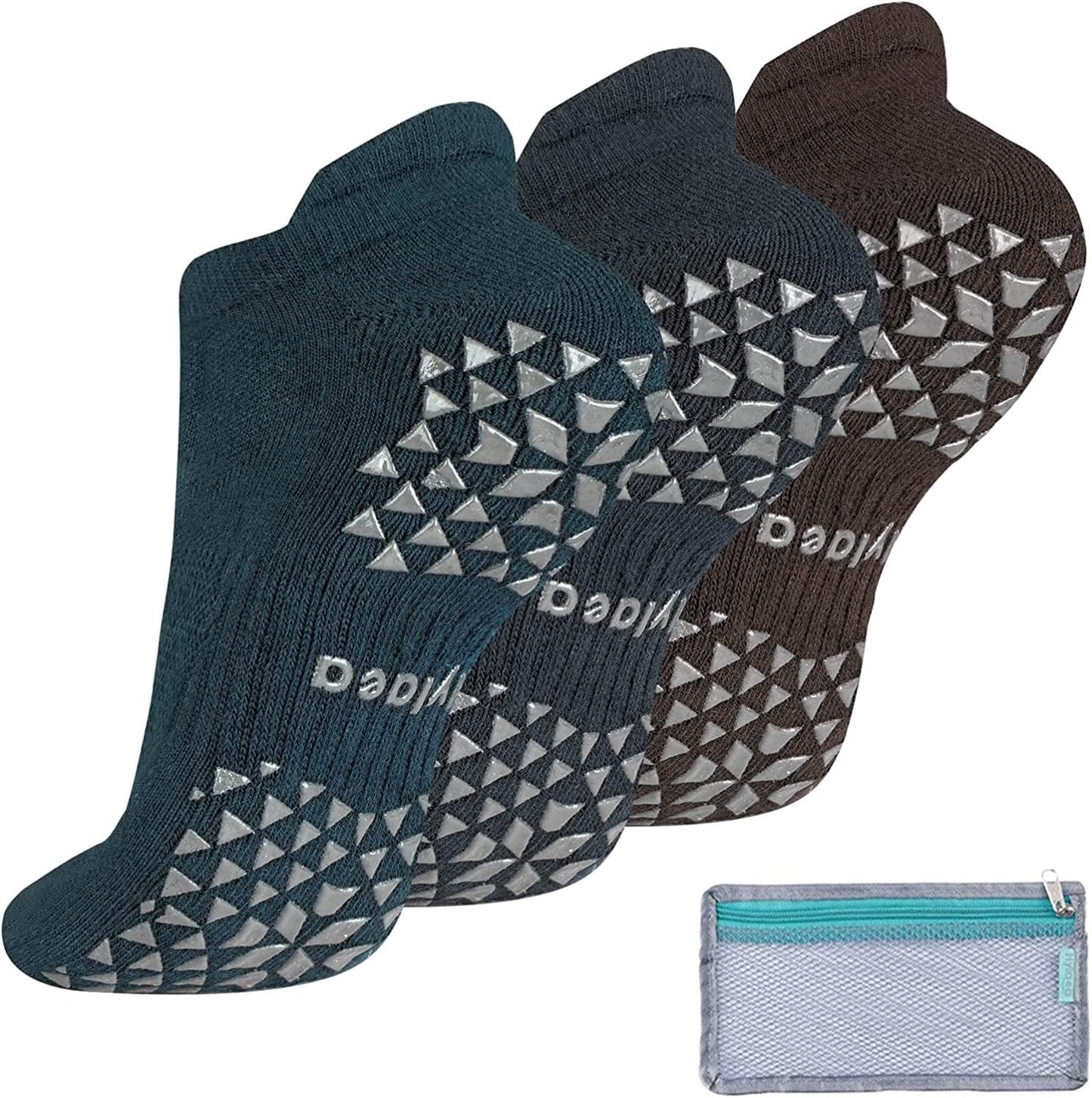 Unisex Non Slip Grip Socks for Yoga, Hospital, Pilates, Barre | Ankle, Cushioned