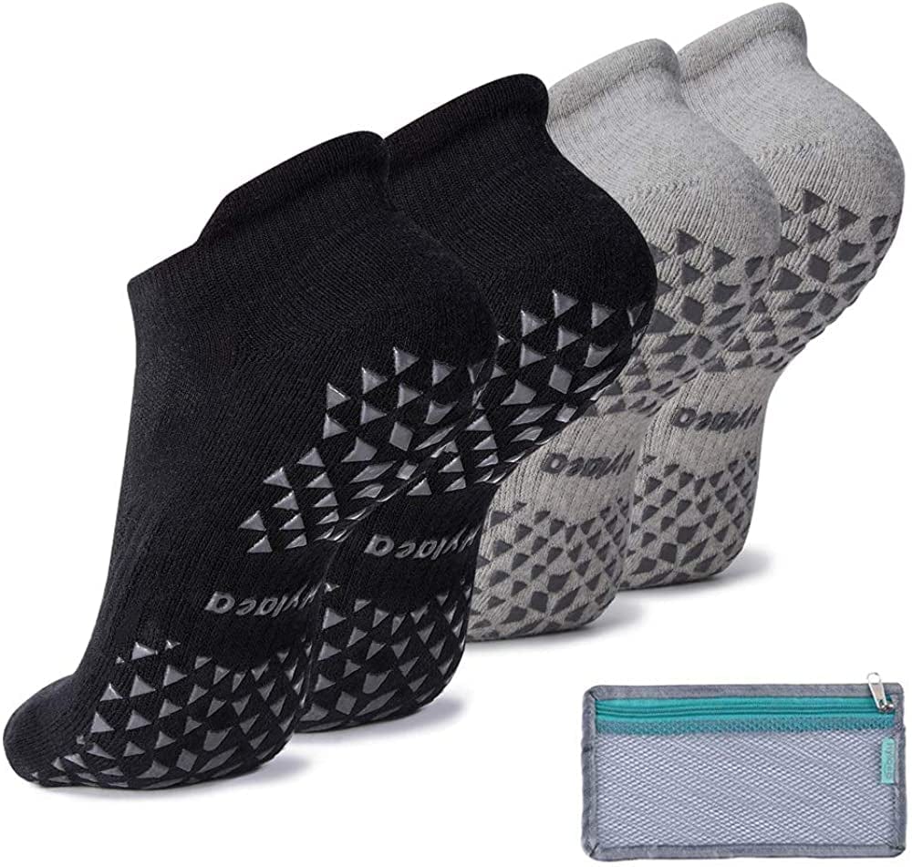 Unisex Non Slip Grip Socks for Yoga, Hospital, Pilates, Barre | Ankle, Cushioned
