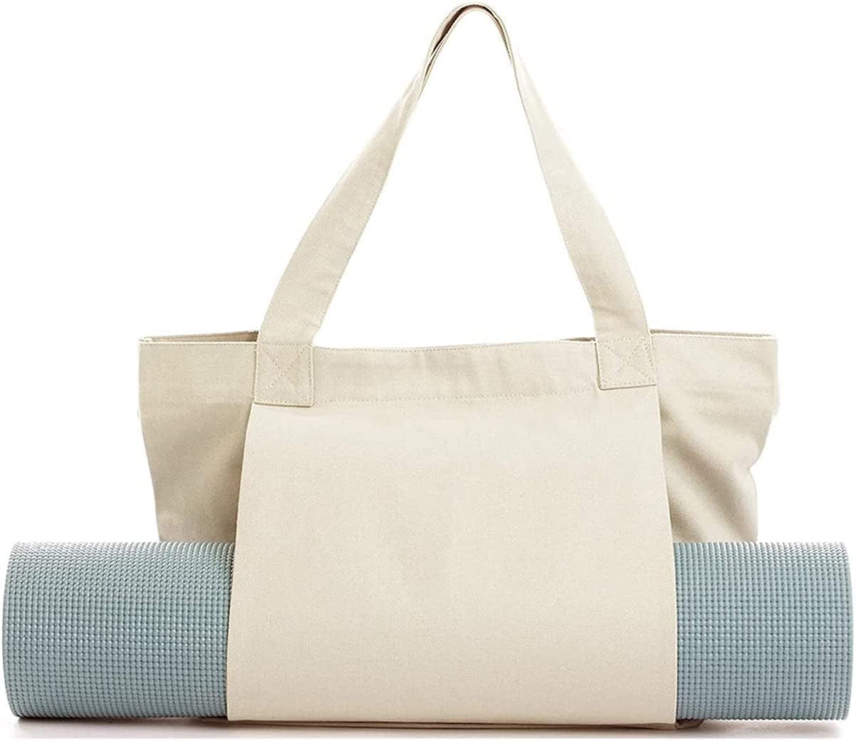 Utoimkio Yoga Bags for Women with Yoga Mats Bags Carrier - Canvas Tote with Yoga Mat Weight-Bearing Pocket for Pilates Shoulder Suitable for Gym Travel Office Beach Workout