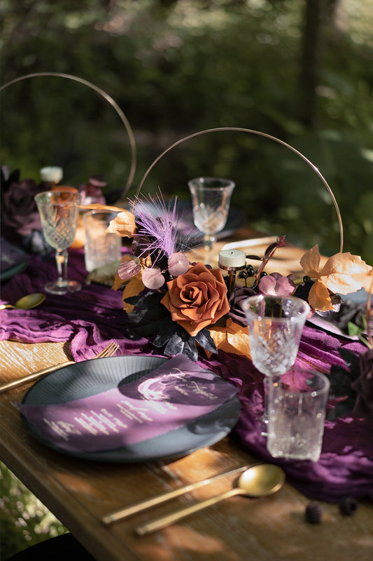 Wreath Hoop Centerpiece Set In Twilight Purple & Harvest Orange
