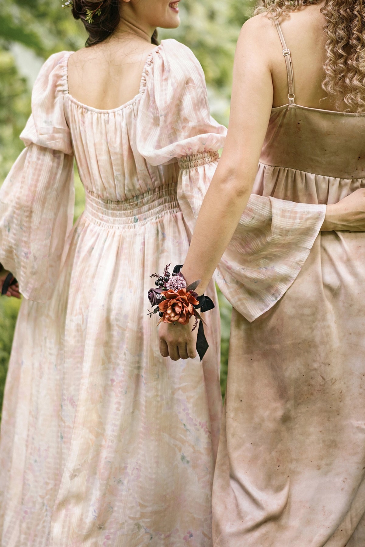 Wrist Corsages in Twilight Purple & Harvest Orange