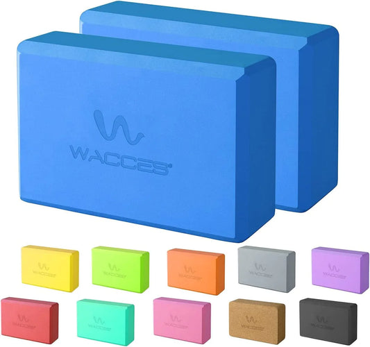 Wacces Foam Exercise, Fitness & Yoga Blocks - Set of 2 (9" X 6" X 4") - Blue