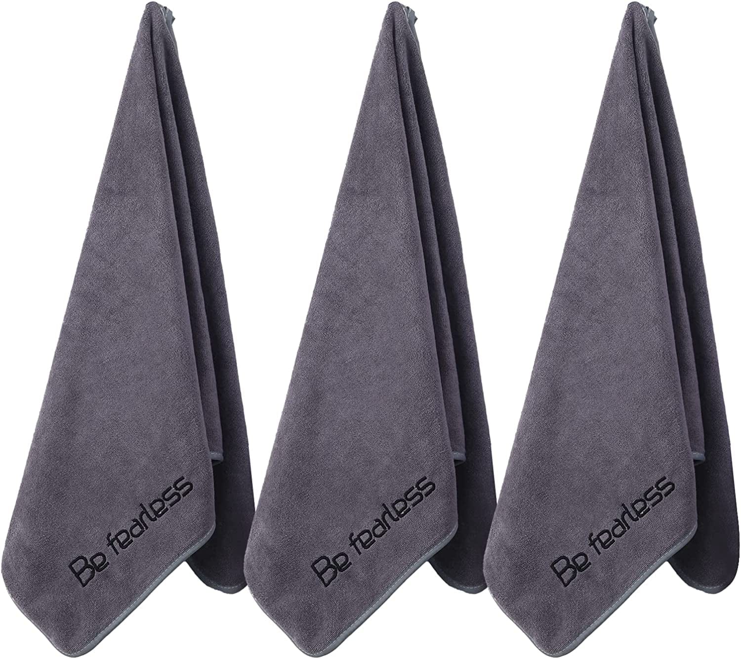 Wuwahold Microfiber Gym Towels for Exercise Fitness, Sports, Workout, 380-GSM 15-Inch X 31-Inch Bath Towels (3 Pack, Deep Purple)
