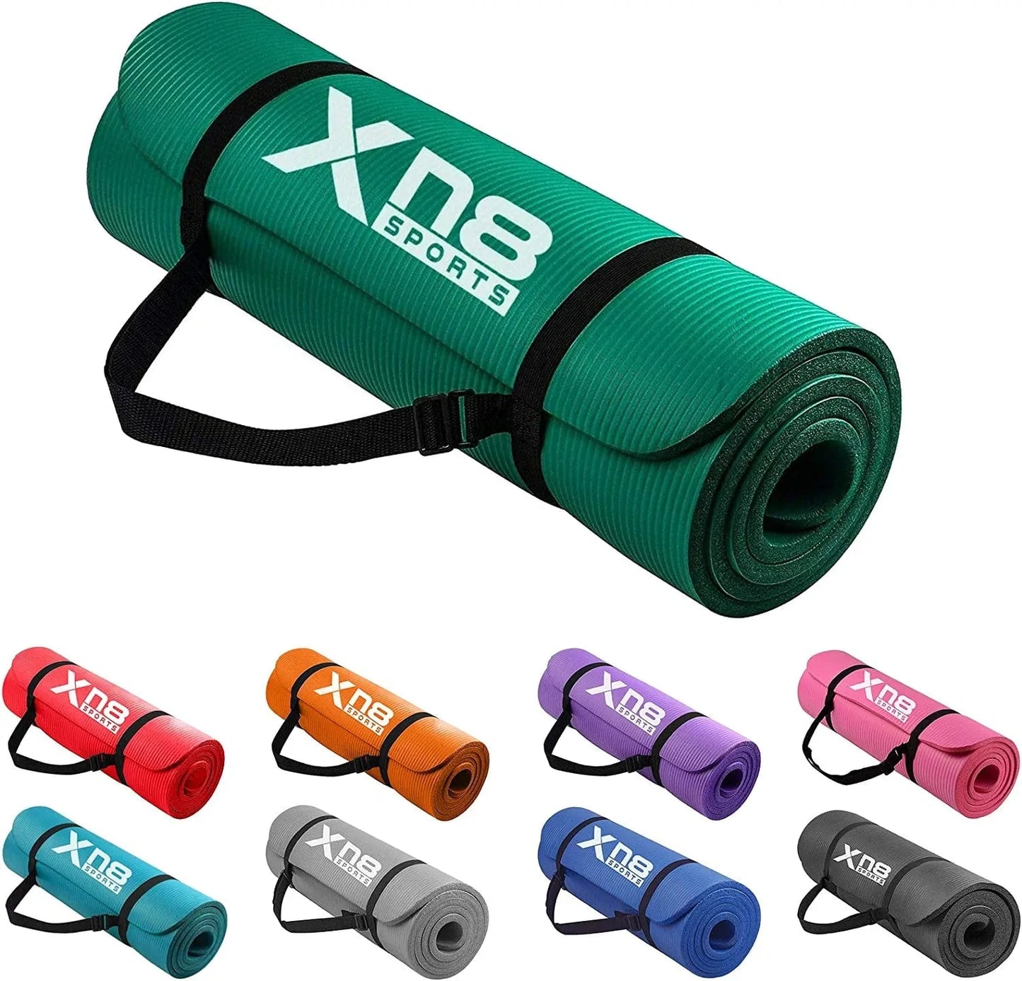 XN8 Yoga Mat 15Mm Extra Thick High Density with Carry Strap NBR Workout Mat for Women and Men Non Slip Exercise Mats for Home Workout Fitness Pilates Gym Outdoor and Floor Exercise