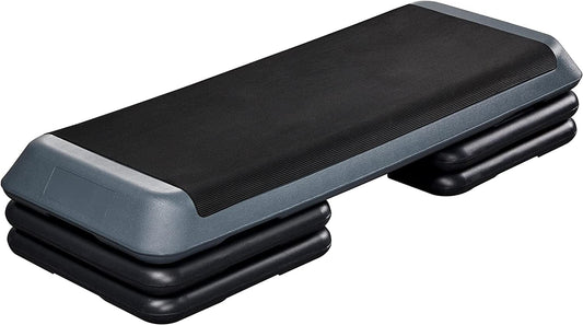 Yaheetech 43In Aerobic Stepper, 4-6-8In Height-Adjustable Aerobic Exercise Step Platform Health Club Size W/Risers & Non-Slip Surface & Non-Marking Feet for Home Gym Workout & Training