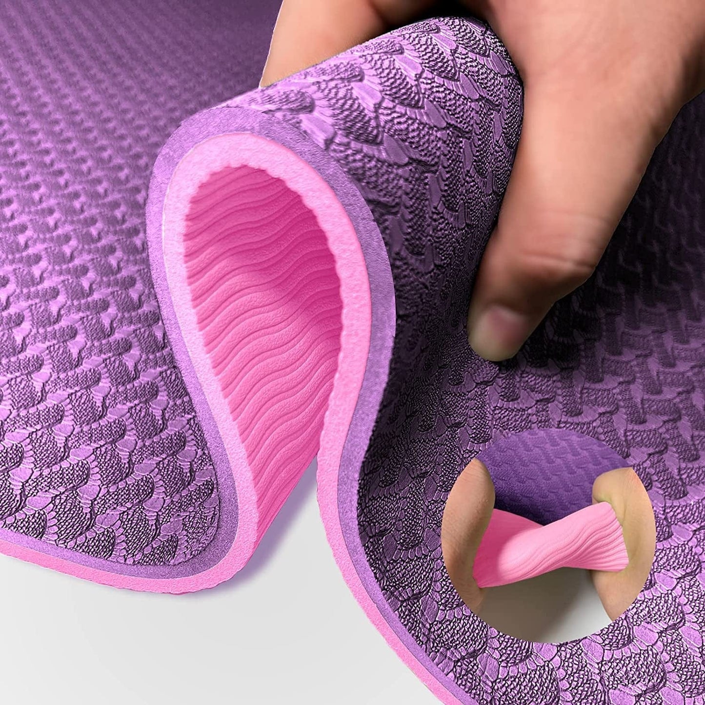 Yoga Mat 1/3 Inch QMKGEC Exercise Mats 8Mm TPE Non Slip Extra Thick High Density Eco Friendly for Yoga,Workout,Pilates,Yoga Mats for Women Men