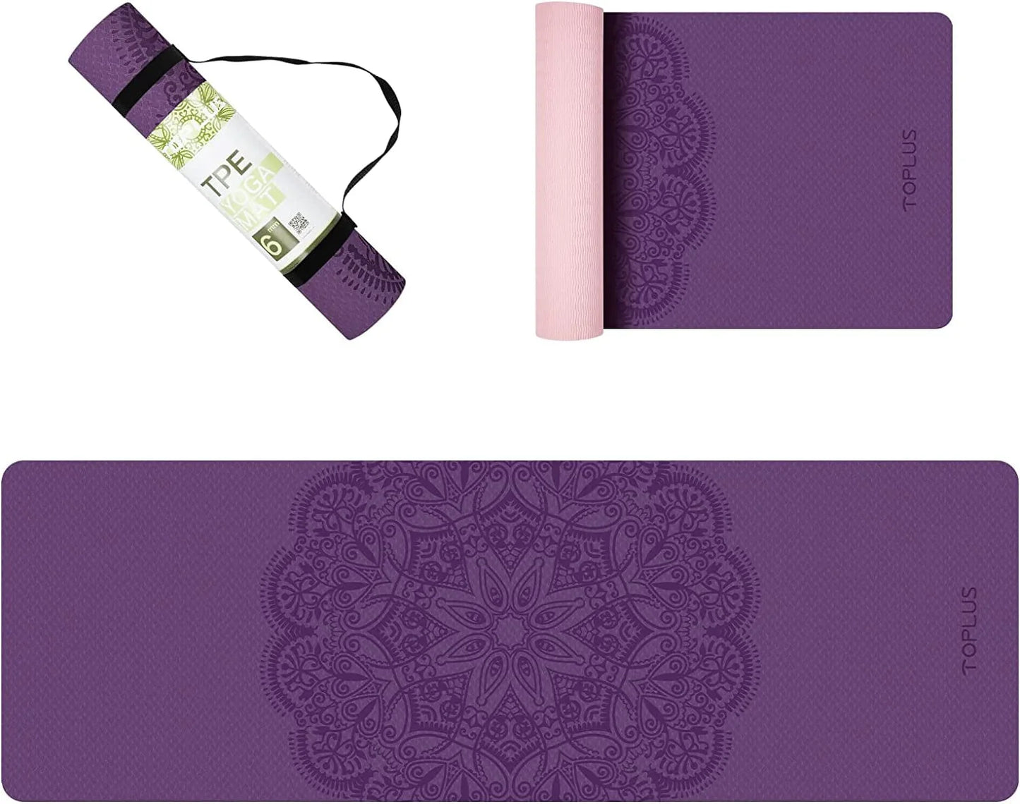 Yoga Mat，1/4 Inch Thickness Yoga Mat Non Slip Textured Surfaces High Density Exercise & Fitness Mat Padding with Carrying Strap, Perfect for Yoga, Pilates and Workout