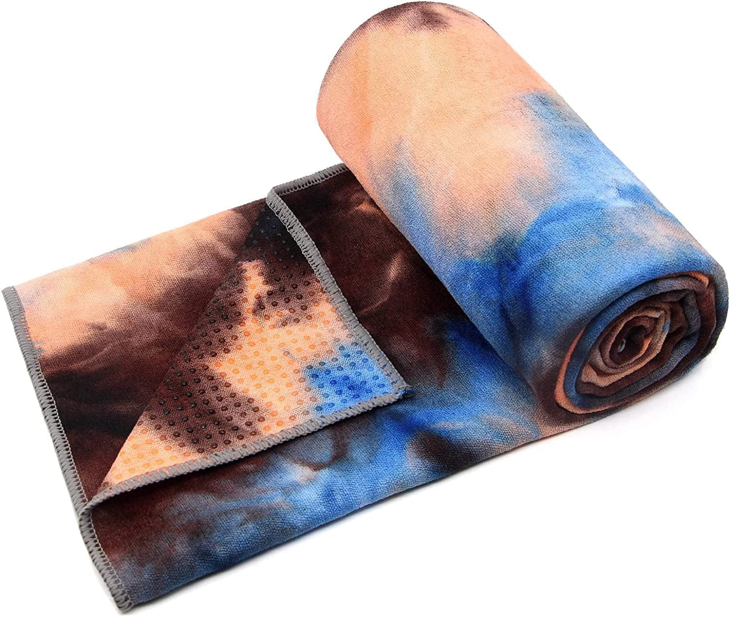 Yoga Towel,Hot Yoga Mat Towel - Sweat Absorbent Non-Slip for Hot Yoga, Pilates and Workout 24" X72(Grip Dots,Blue)