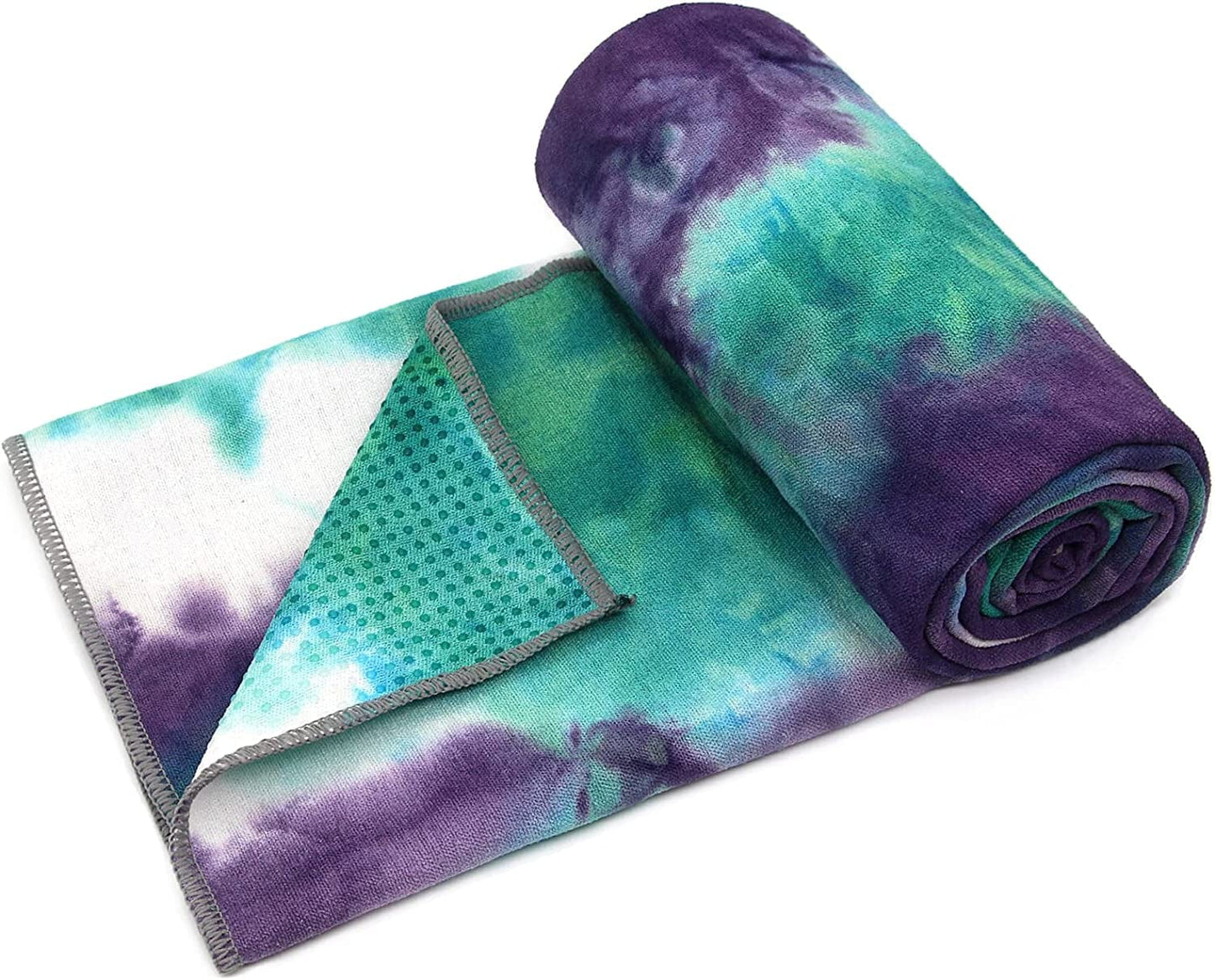 Yoga Towel,Hot Yoga Mat Towel - Sweat Absorbent Non-Slip for Hot Yoga, Pilates and Workout 24" X72(Grip Dots,Blue)