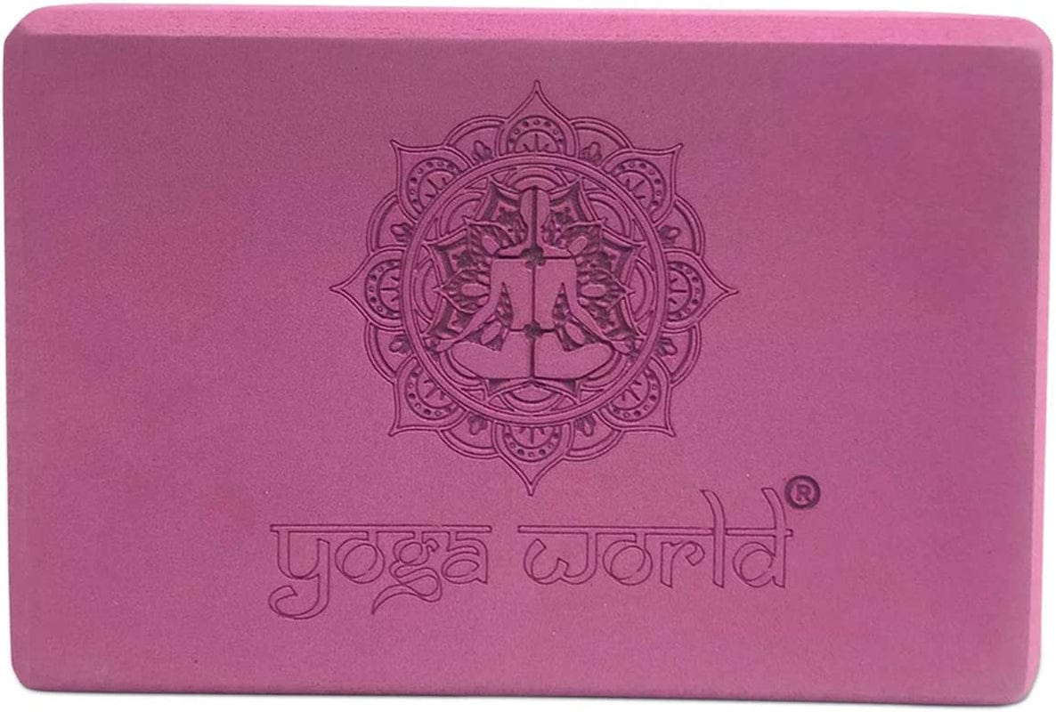 Yoga World EVA Yoga Blocks High Density Non-Slip Bricks for Stretching, Pilates, Stability, Fitness - Rounded Edges for Secure Grip Easy-To-Clean Exercise Accessories 180G