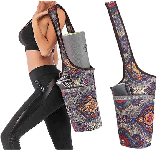 ZAOIIZ Yoga Mat Bag with Large Size Pocket and Zipper Pocket, 2 Multi-Functional Storage Cargo Pockets Holds More Yoga Accessories Stylish and Practical Yoga Mat Bags for Women